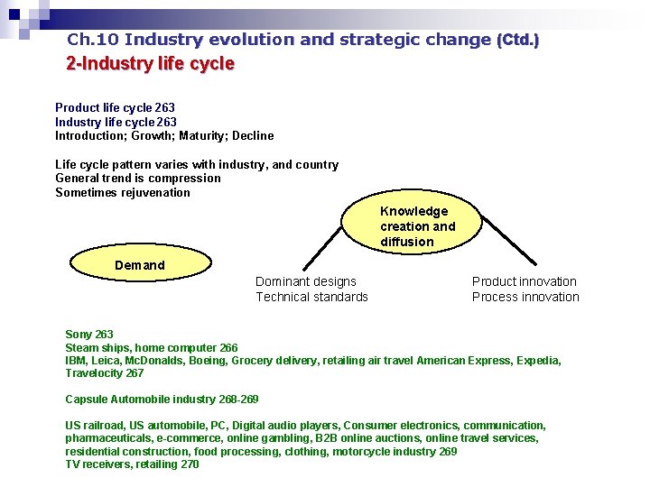 Ch. 10 Industry evolution and strategic change (Ctd. ) 2 -Industry life cycle Product