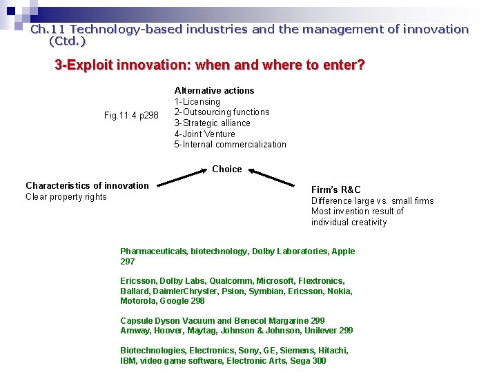 Ch. 11 Technology-based industries and the management of innovation (Ctd. ) 3 -Exploit innovation: