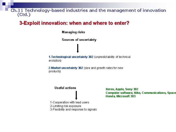 Ch. 11 Technology-based industries and the management of innovation (Ctd. ) 3 -Exploit innovation: