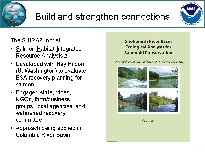 Build and strengthen connections The SHIRAZ model • Salmon Habitat Integrated Resource Analysis z
