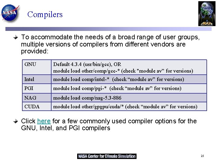 Compilers To accommodate the needs of a broad range of user groups, multiple versions
