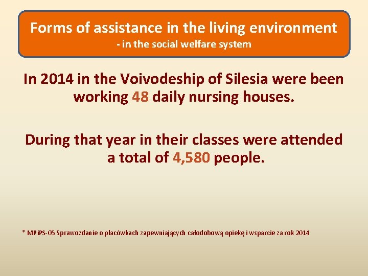 Forms of assistance in the living environment - in the social welfare system In