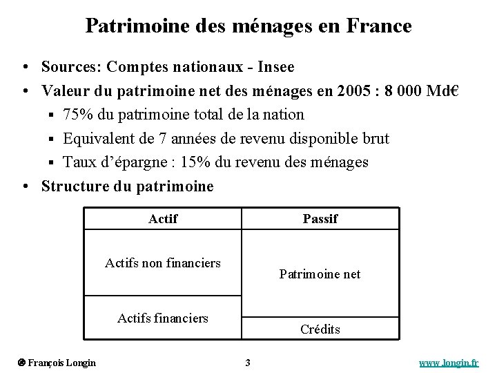 Patrimoine des ménages en France • Sources: Comptes nationaux - Insee • Valeur du