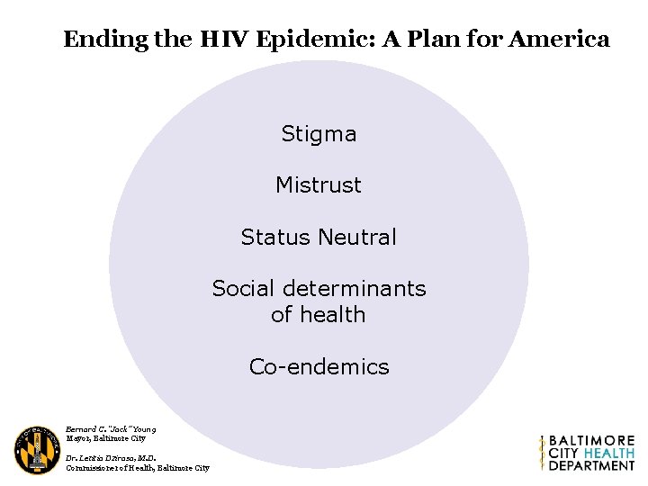 Ending the HIV Epidemic: A Plan for America Stigma Mistrust Status Neutral Social determinants