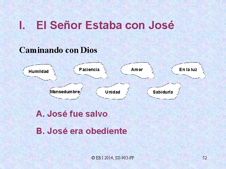 I. El Señor Estaba con José Caminando con Dios Humildad Paciencia Mansedumbre Amor Unidad