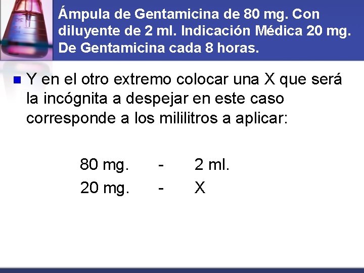 Ámpula de Gentamicina de 80 mg. Con diluyente de 2 ml. Indicación Médica 20