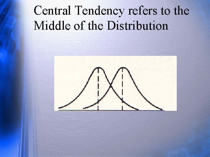 Central Tendency refers to the Middle of the Distribution 