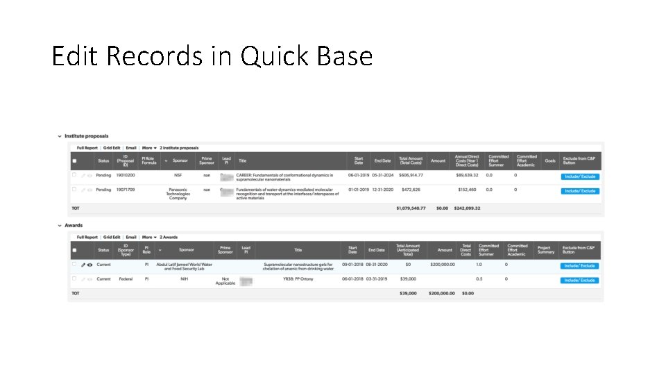 Edit Records in Quick Base 