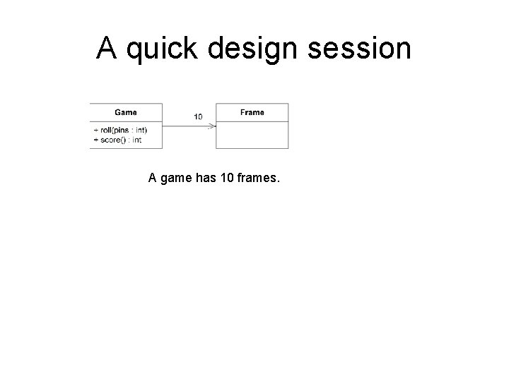 A quick design session A game has 10 frames. 