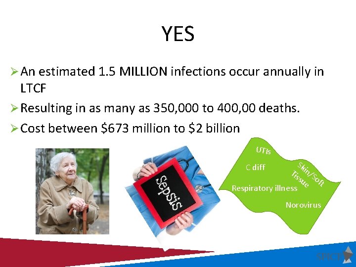 YES Ø An estimated 1. 5 MILLION infections occur annually in LTCF Ø Resulting