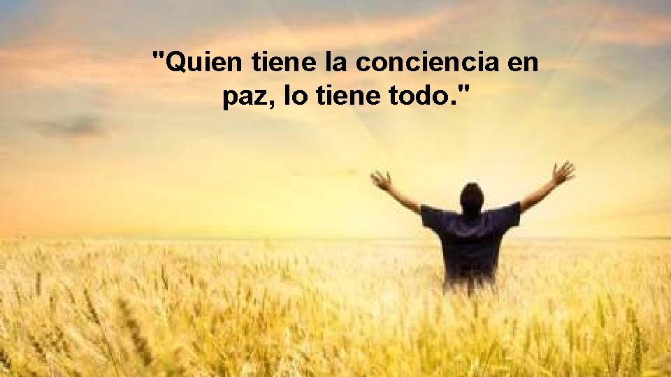 "Quien tiene la conciencia en paz, lo tiene todo. " 