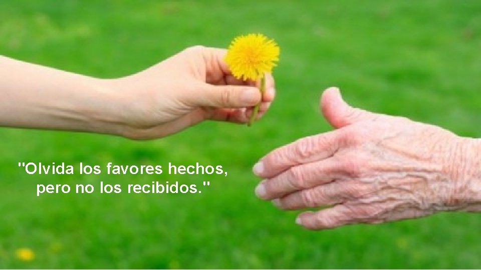 "Olvida los favores hechos, pero no los recibidos. " 