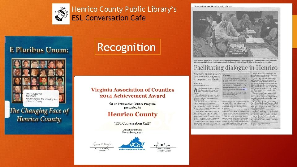 Henrico County Public Library’s ESL Conversation Cafe Recognition 