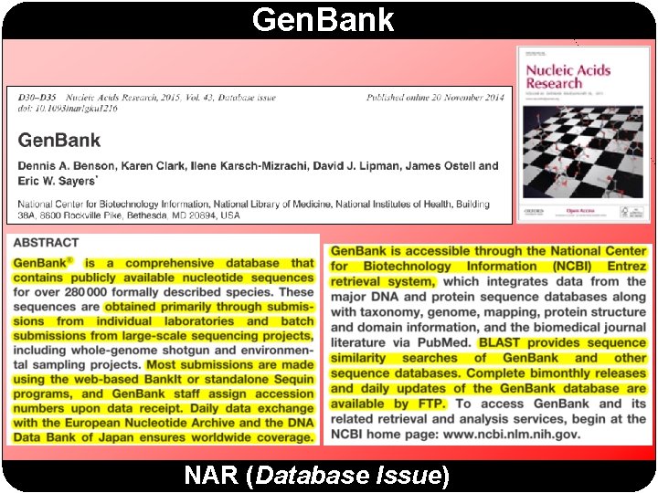 Gen. Bank NAR (Database Issue) 