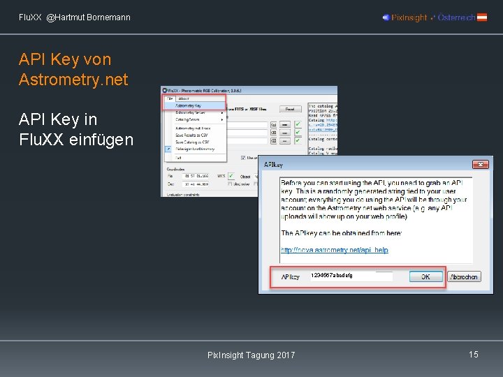 Flu. XX @Hartmut Bornemann API Key von Astrometry. net API Key in Flu. XX
