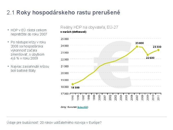 2. 1 Roky hospodárskeho rastu prerušené • HDP v EÚ rástol celkom nepretržite do