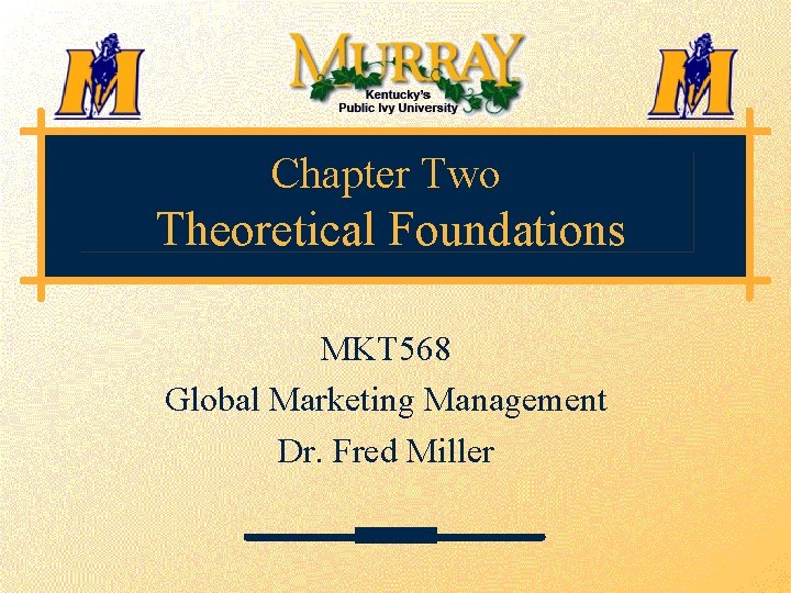 Chapter Two Theoretical Foundations MKT 568 Global Marketing Management Dr. Fred Miller 