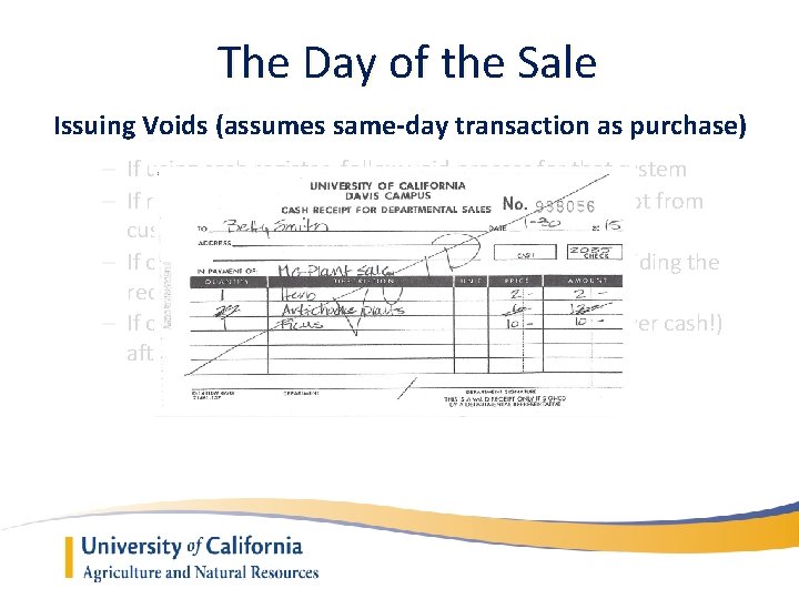 The Day of the Sale Issuing Voids (assumes same-day transaction as purchase) – If