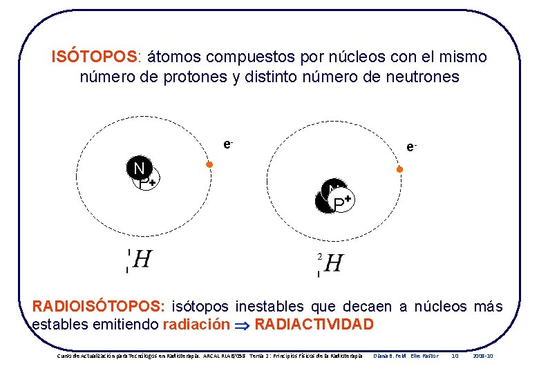 ISÓTOPOS: átomos compuestos por núcleos con el mismo número de protones y distinto número