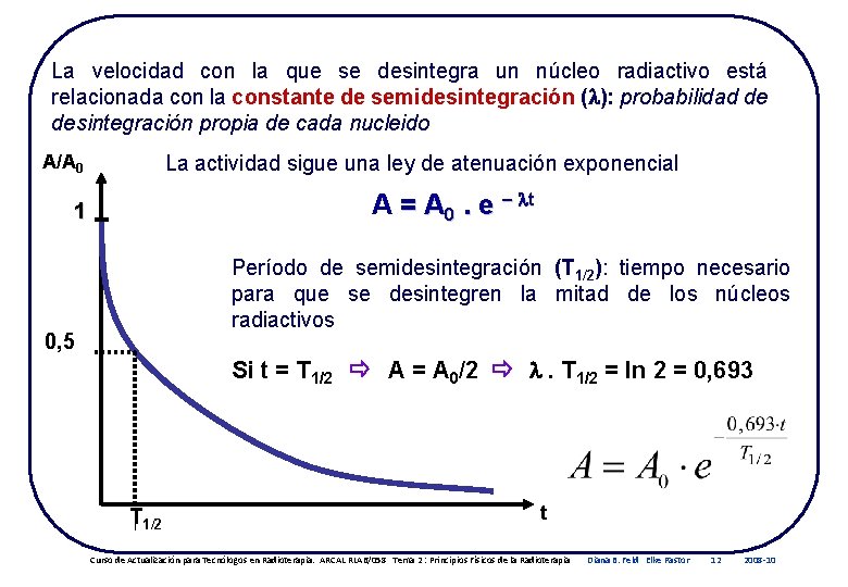 La velocidad con la que se desintegra un núcleo radiactivo está relacionada con la