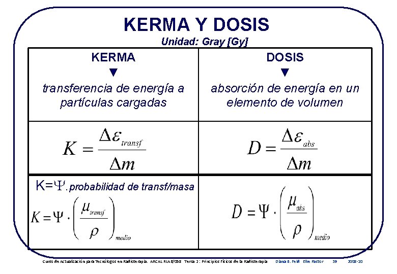 KERMA Y DOSIS Unidad: Gray [Gy] KERMA ▼ transferencia de energía a partículas cargadas