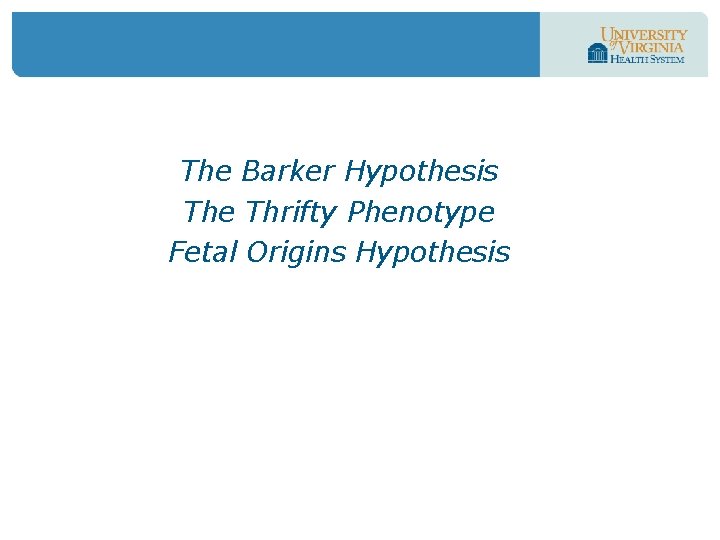 The Barker Hypothesis The Thrifty Phenotype Fetal Origins Hypothesis 