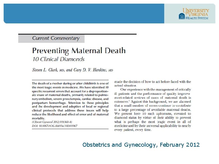 Obstetrics and Gynecology, February 2012 