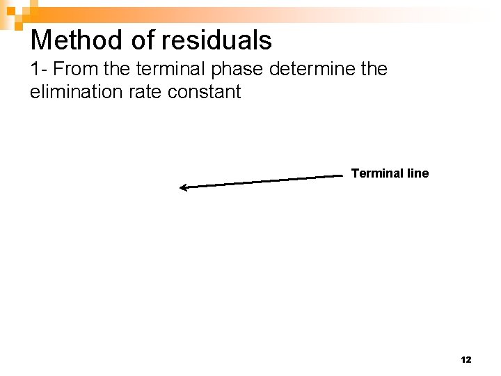 Method of residuals 1 - From the terminal phase determine the elimination rate constant