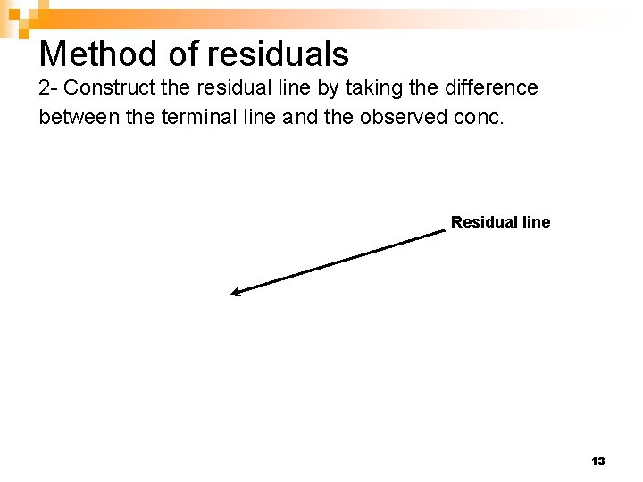 Method of residuals 2 - Construct the residual line by taking the difference between