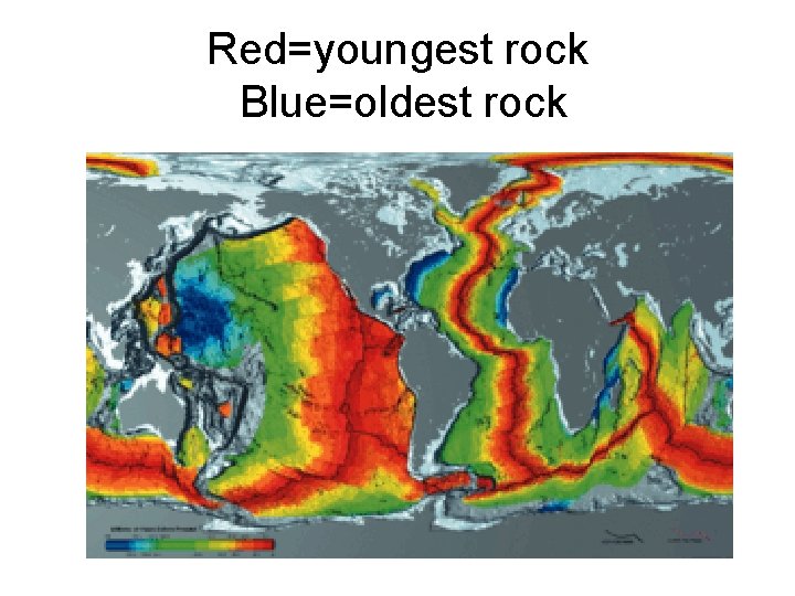 Red=youngest rock Blue=oldest rock 