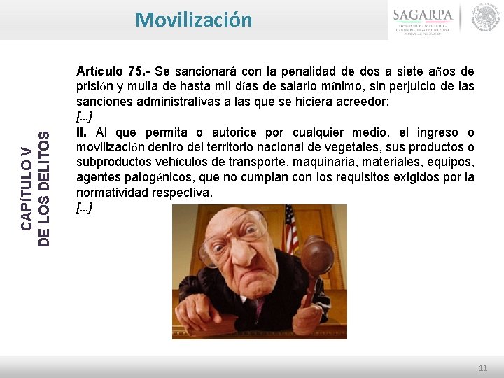 CAPÍTULO V DE LOS DELITOS Movilización Artículo 75. - Se sancionará con la penalidad