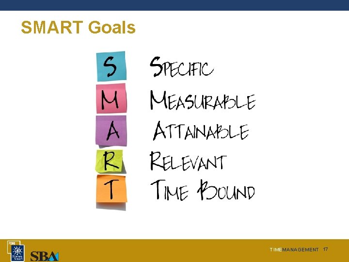 SMART Goals TIMEMANAGEMENT 17 