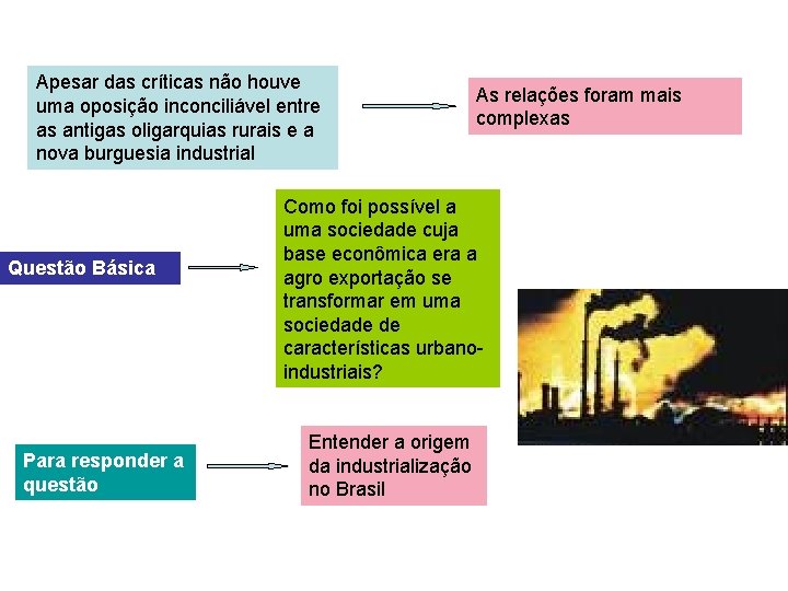 Apesar das críticas não houve uma oposição inconciliável entre as antigas oligarquias rurais e