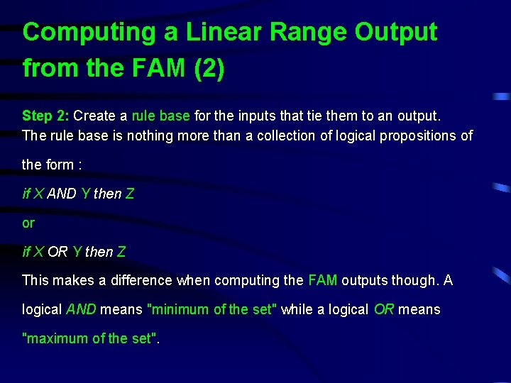 Computing a Linear Range Output from the FAM (2) Step 2: Create a rule
