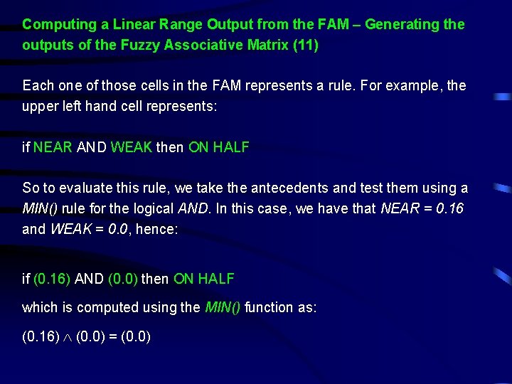 Computing a Linear Range Output from the FAM – Generating the outputs of the