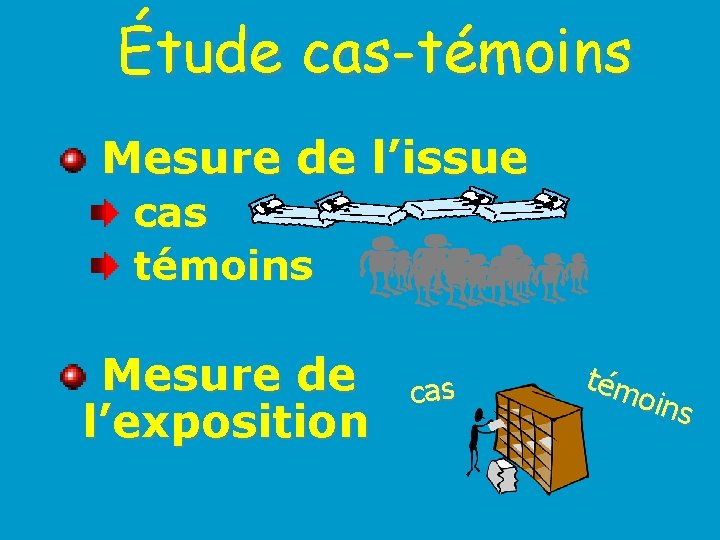 Étude cas-témoins Mesure de l’issue cas témoins Mesure de l’exposition cas tém oins 