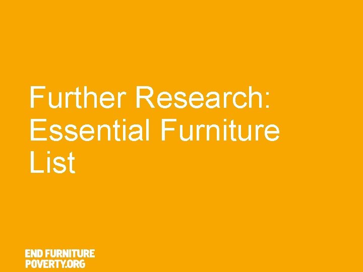 Further Research: Essential Furniture List 