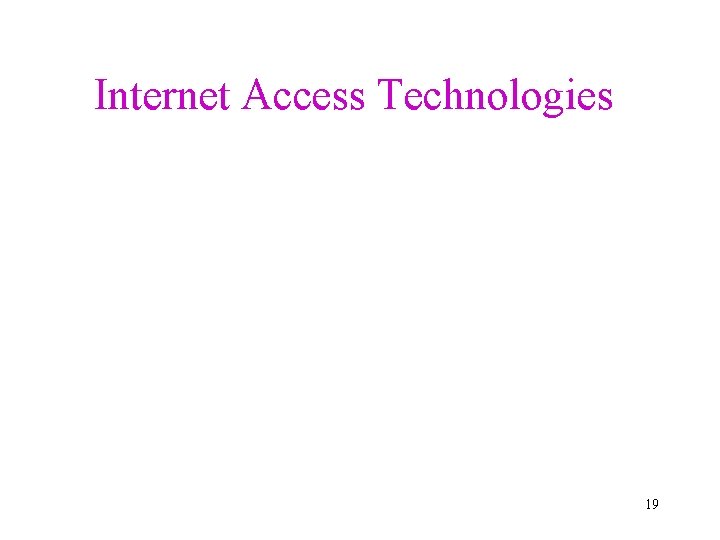 Internet Access Technologies 19  Internet Access Technologies 19