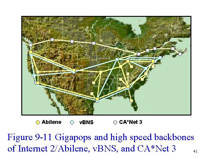 Abilene v. BNS CA*Net 3 Figure 9 -11 Gigapops and high speed backbones of Abilene v. BNS CA*Net 3 Figure 9 -11 Gigapops and high speed backbones of