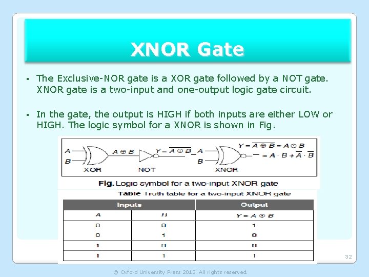 XNOR Gate § The Exclusive-NOR gate is a XOR gate followed by a NOT
