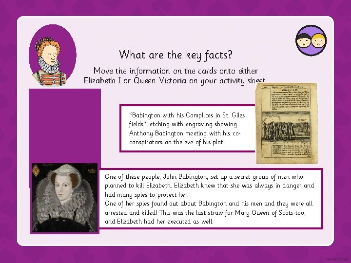 What are the key facts? Move the information on the cards onto either Elizabeth