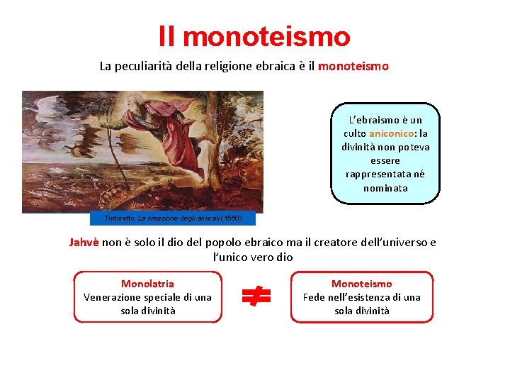 Il monoteismo La peculiarità della religione ebraica è il monoteismo L’ebraismo è un culto