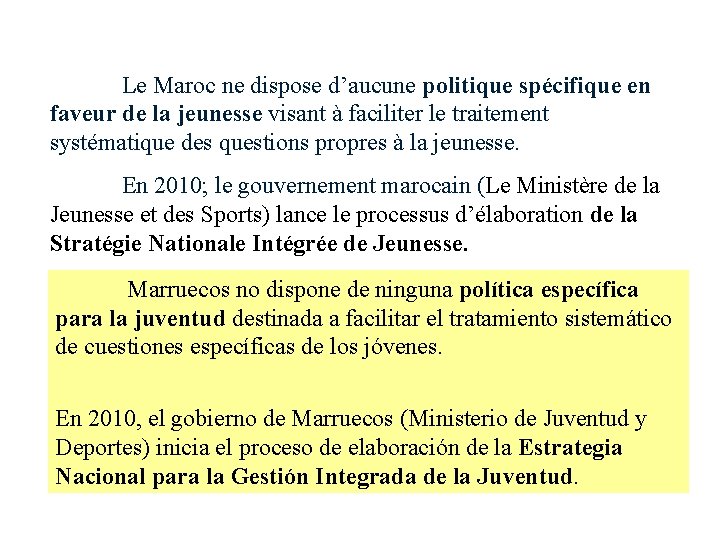 Le Maroc ne dispose d’aucune politique spécifique en faveur de la jeunesse visant à