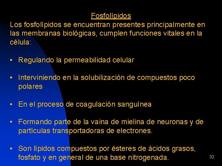 Fosfolípidos Los fosfolípidos se encuentran presentes principalmente en las membranas biológicas, cumplen funciones vitales