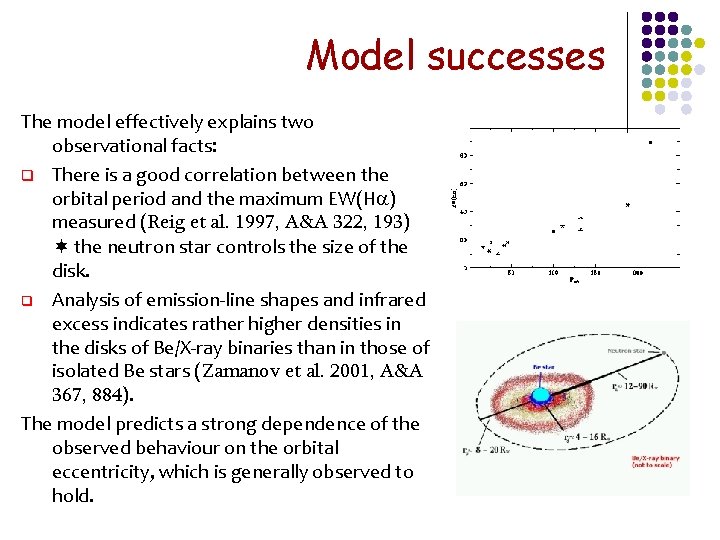 Model successes The model effectively explains two observational facts: q There is a good