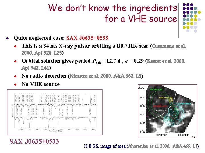 We don’t know the ingredients for a VHE source l Quite neglected case: SAX