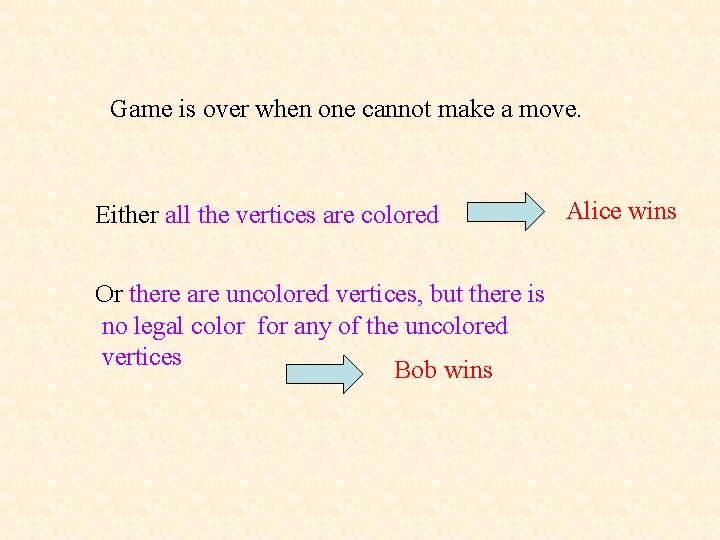 Game is over when one cannot make a move. Either all the vertices are