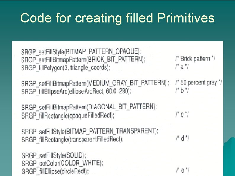 Code for creating filled Primitives 