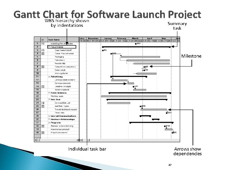 Gantt Chart for Software Launch Project 47 