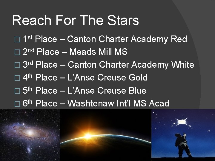 Reach For The Stars � 1 st Place – Canton Charter Academy Red �